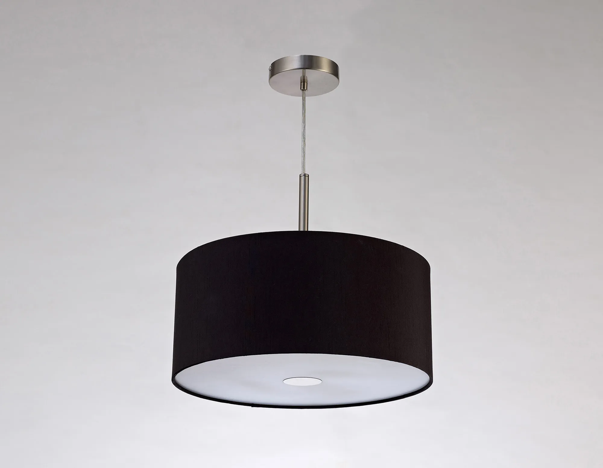 Baymont 40cm 3 Light Pendant Satin Nickel, Midnight Black/Green Olive, Frosted Diffuser DK0443  Deco Baymont SN BL/GR